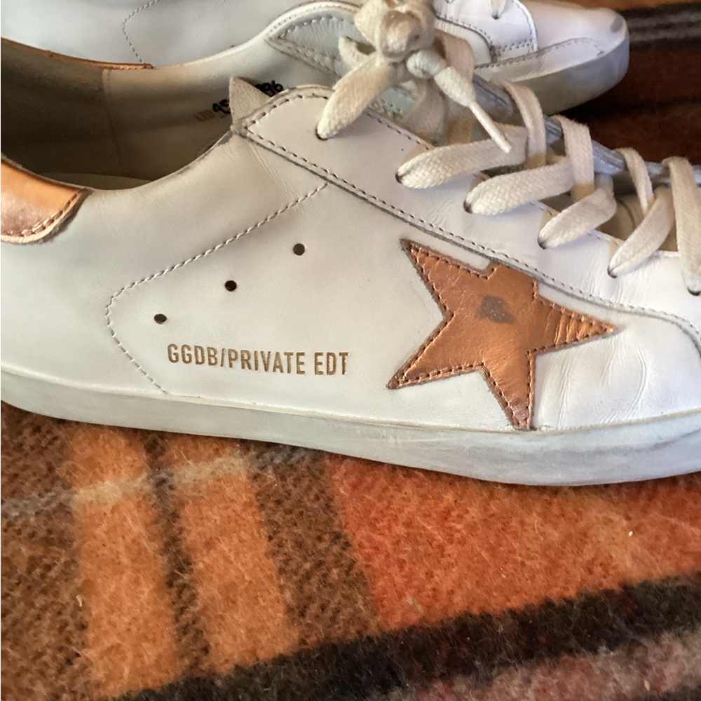 Golden Goose Superstar White Peach Pink Distressed 42 GGDB/Private Edt - Picture 3 of 16